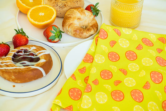 Organic Cotton Kitchen Towel - Zesty Lemon Print