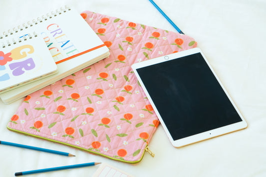 Quilted Tangerine Ipad/ Laptop sleeve